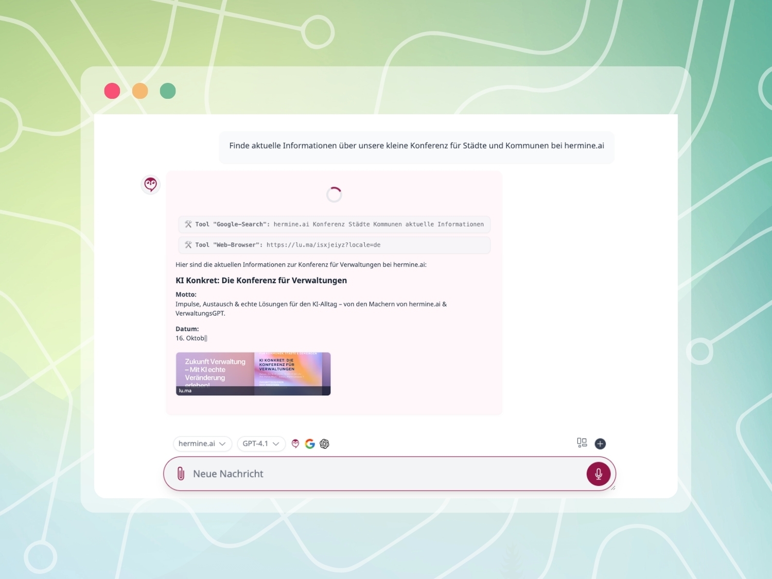 hermine.ai Chat Websuche